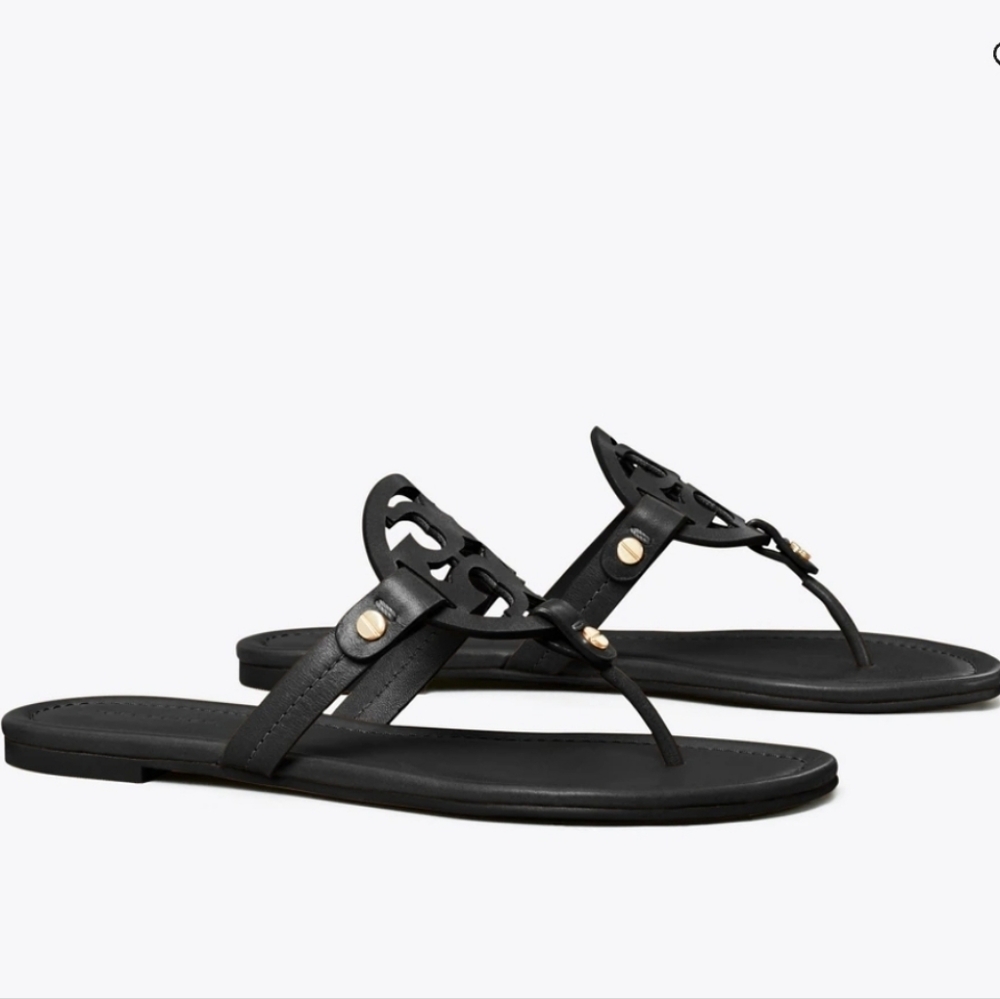 Tory Burch Miller Black Leather Sandals Size 8